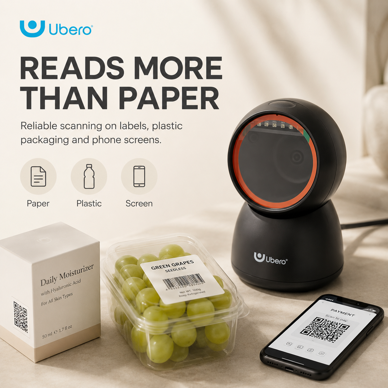 Ubero S3 Desktop Omidirectional 2D Barcode Scanner - Image 5