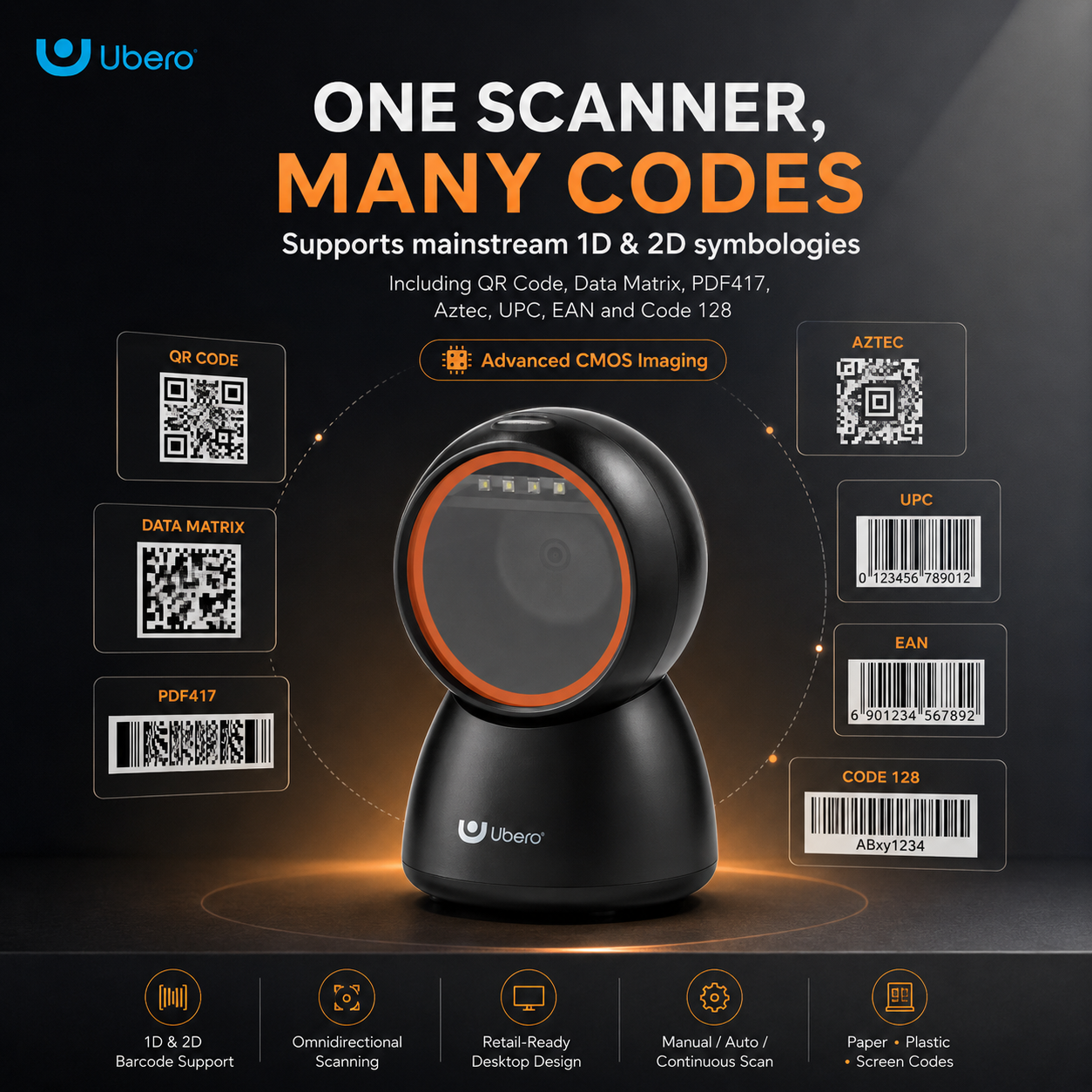 Ubero S3 Desktop Omidirectional 2D Barcode Scanner - Image 10