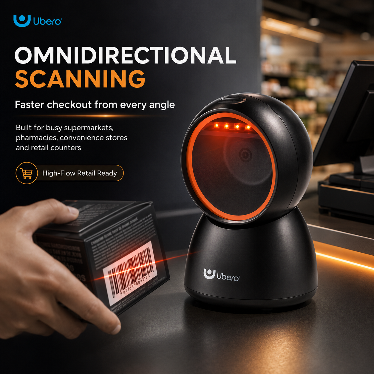 Ubero S3 Desktop Omidirectional 2D Barcode Scanner - Image 13