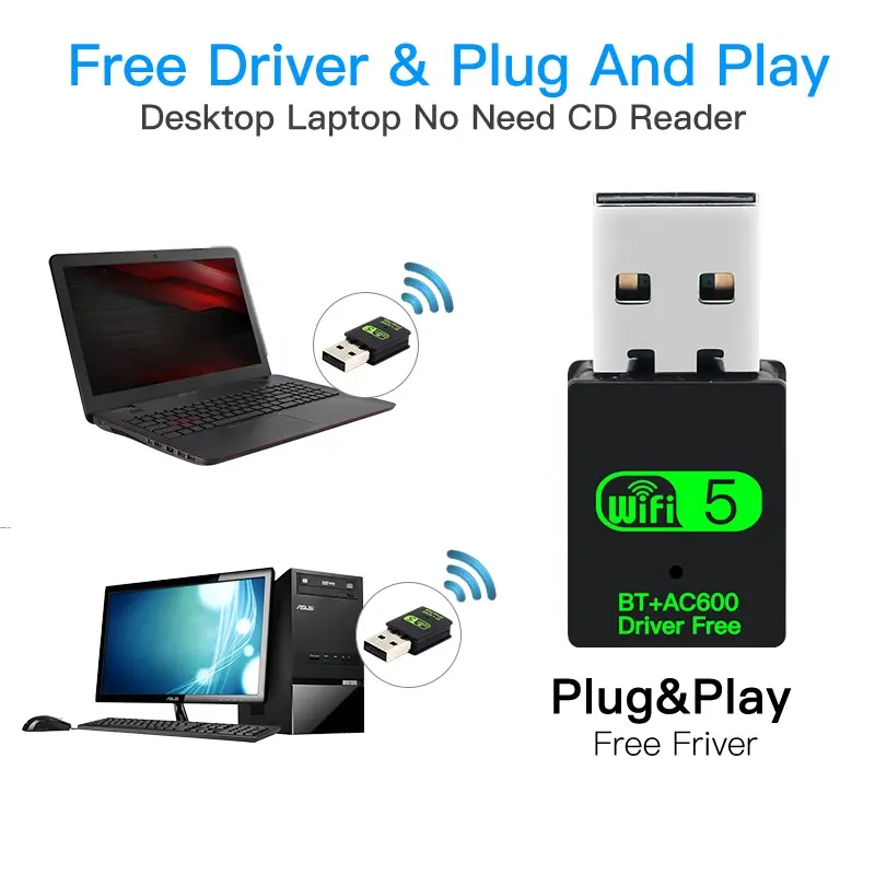 Ubero 2.4/5G WiFi & Bluetooth USB Mini Adapter 600mpbs 2-in-1 Dongle - Image 10