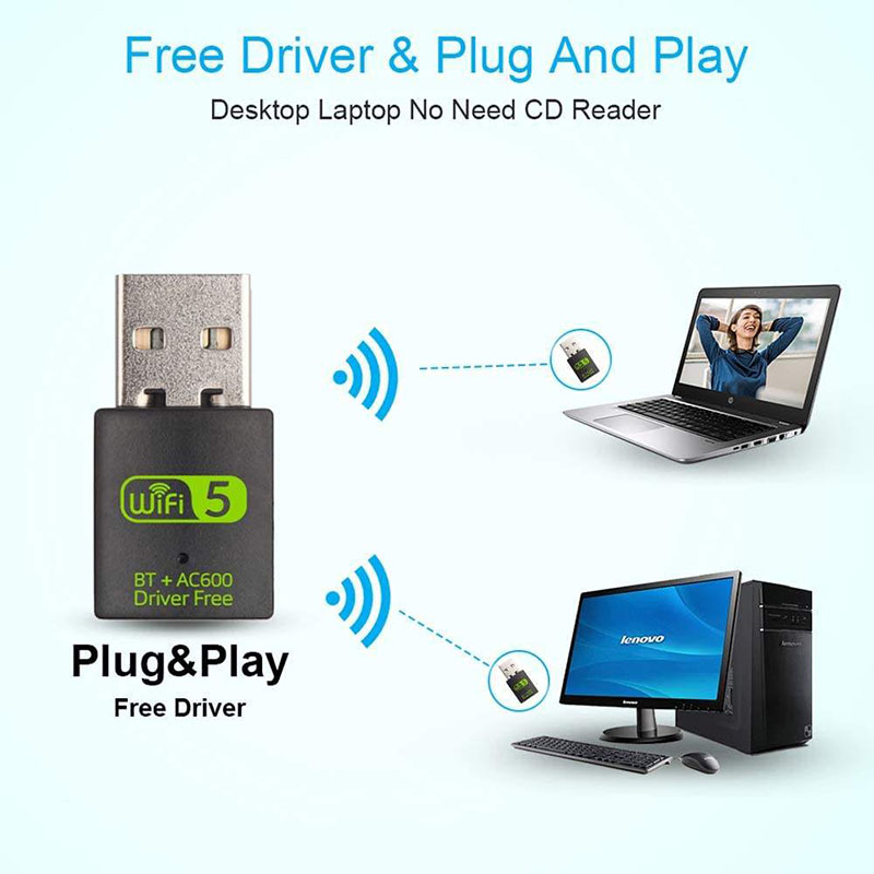 Ubero 2.4/5G WiFi & Bluetooth USB Mini Adapter 600mpbs 2-in-1 Dongle - Image 11