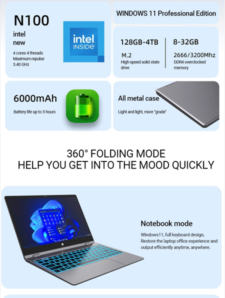 Ubero L1 Yoga Slim 360° Flip 14 Inch Touchscreen Laptop - Image 14